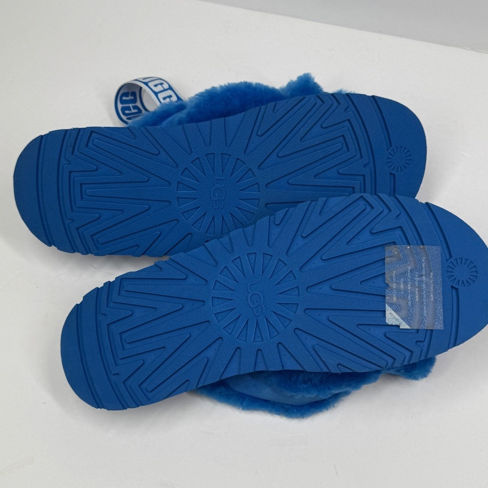 UGG Disco Cross Slide Platform Sheepskin Blue Casual Comfort Slipper Size 11 - Picture 5 of 6